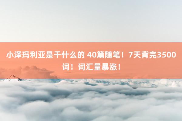 小泽玛利亚是干什么的 40篇随笔！7天背完3500词！词汇量暴涨！