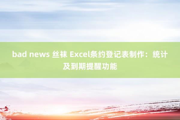 bad news 丝袜 Excel条约登记表制作：统计及到期提醒功能