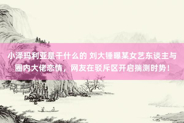 小泽玛利亚是干什么的 刘大锤曝某女艺东谈主与圈内大佬恋情，网友在驳斥区开启揣测时势！
