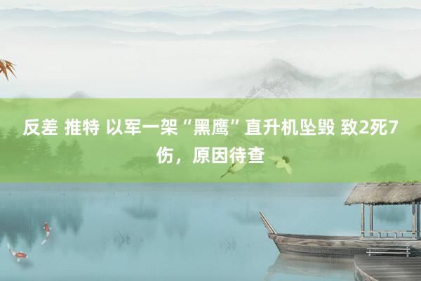 反差 推特 以军一架“黑鹰”直升机坠毁 致2死7伤，原因待查