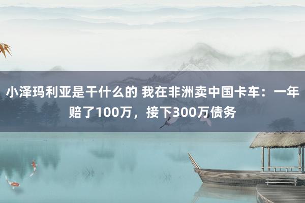 小泽玛利亚是干什么的 我在非洲卖中国卡车：一年赔了100万，接下300万债务