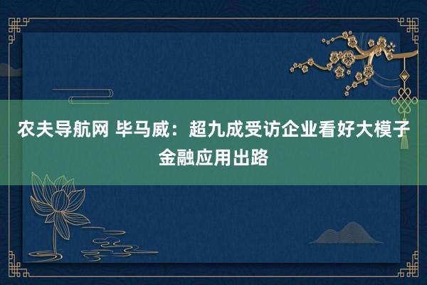 农夫导航网 毕马威：超九成受访企业看好大模子金融应用出路