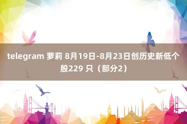 telegram 萝莉 8月19日-8月23日创历史新低个股229 只（部分2）