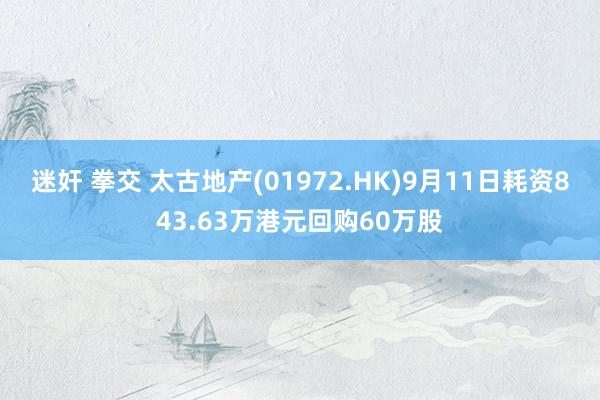 迷奸 拳交 太古地产(01972.HK)9月11日耗资843.63万港元回购60万股