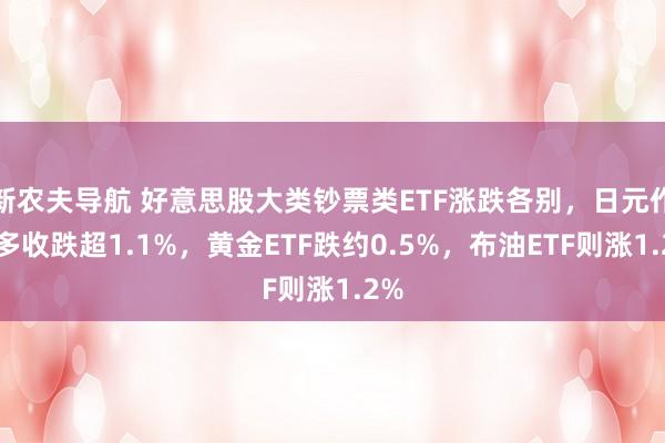 新农夫导航 好意思股大类钞票类ETF涨跌各别，日元作念多收跌超1.1%，黄金ETF跌约0.5%，布油ETF则涨1.2%