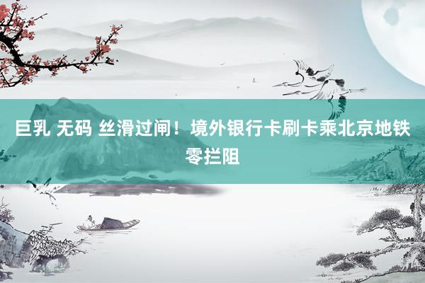 巨乳 无码 丝滑过闸！境外银行卡刷卡乘北京地铁零拦阻