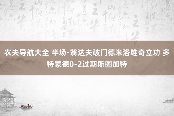 农夫导航大全 半场-翁达夫破门德米洛维奇立功 多特蒙德0-2过期斯图加特