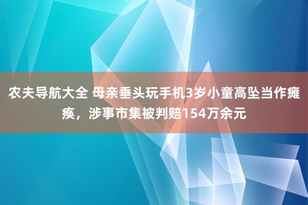农夫导航大全 母亲垂头玩手机3岁小童高坠当作瘫痪，涉事市集被判赔154万余元