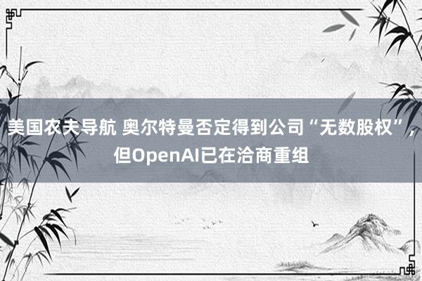 美国农夫导航 奥尔特曼否定得到公司“无数股权”，但OpenAI已在洽商重组