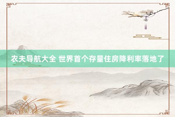 农夫导航大全 世界首个存量住房降利率落地了