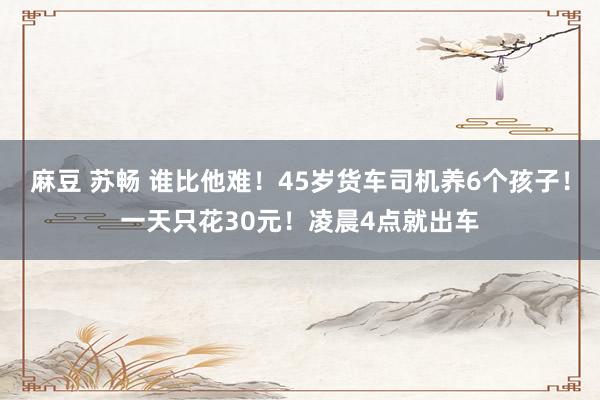 麻豆 苏畅 谁比他难！45岁货车司机养6个孩子！一天只花30元！凌晨4点就出车