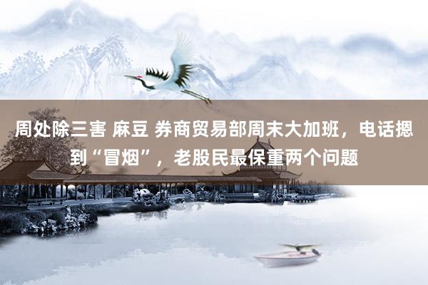 周处除三害 麻豆 券商贸易部周末大加班，电话摁到“冒烟”，老股民最保重两个问题