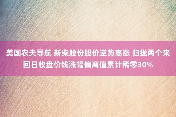 美国农夫导航 新柴股份股价逆势高涨 归拢两个来回日收盘价钱涨幅偏离值累计稀零30%