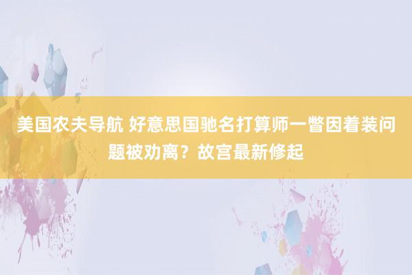 美国农夫导航 好意思国驰名打算师一瞥因着装问题被劝离？故宫最新修起