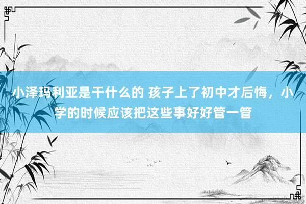 小泽玛利亚是干什么的 孩子上了初中才后悔，小学的时候应该把这些事好好管一管