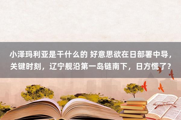 小泽玛利亚是干什么的 好意思欲在日部署中导，关键时刻，辽宁舰沿第一岛链南下，日方慌了？