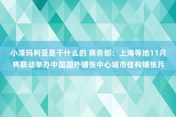 小泽玛利亚是干什么的 商务部：上海等地11月将联动举办中国国外铺张中心城市佳构铺张月