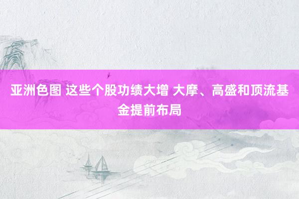 亚洲色图 这些个股功绩大增 大摩、高盛和顶流基金提前布局