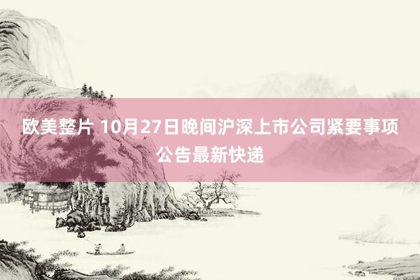 欧美整片 10月27日晚间沪深上市公司紧要事项公告最新快递