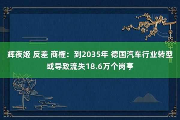 辉夜姬 反差 商榷：到2035年 德国汽车行业转型或导致流失18.6万个岗亭