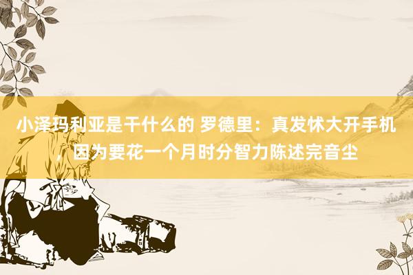 小泽玛利亚是干什么的 罗德里：真发怵大开手机，因为要花一个月时分智力陈述完音尘