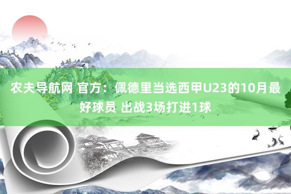 农夫导航网 官方：佩德里当选西甲U23的10月最好球员 出战3场打进1球