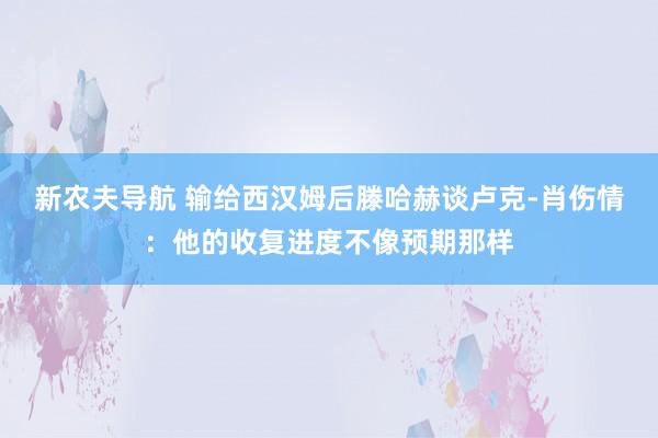 新农夫导航 输给西汉姆后滕哈赫谈卢克-肖伤情：他的收复进度不像预期那样