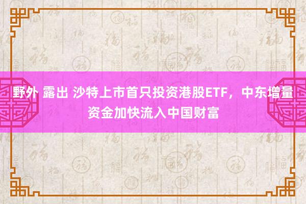野外 露出 沙特上市首只投资港股ETF，中东增量资金加快流入中国财富