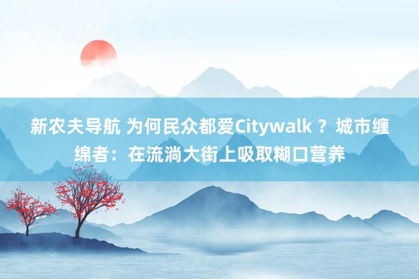 新农夫导航 为何民众都爱Citywalk ？城市缠绵者：在流淌大街上吸取糊口营养