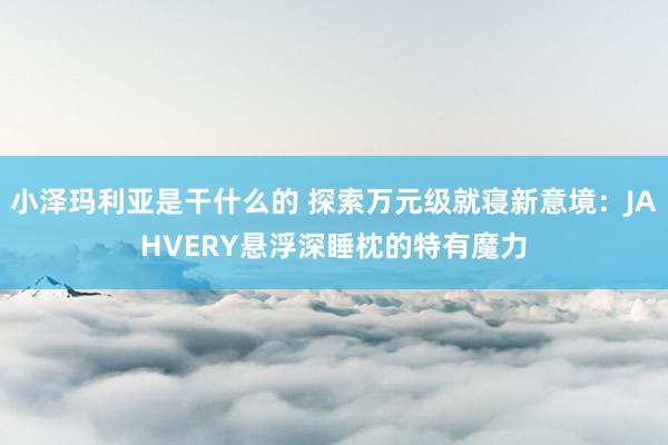 小泽玛利亚是干什么的 探索万元级就寝新意境：JAHVERY悬浮深睡枕的特有魔力
