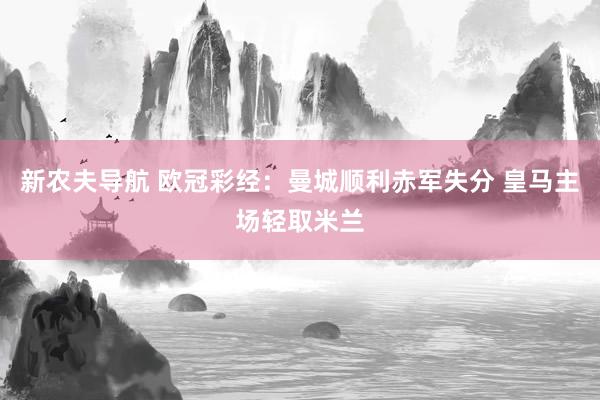 新农夫导航 欧冠彩经：曼城顺利赤军失分 皇马主场轻取米兰