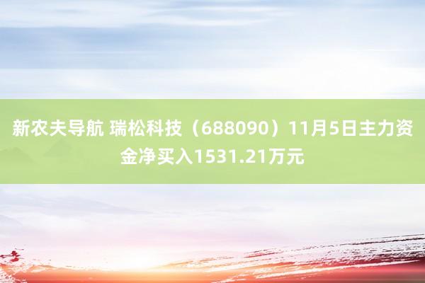 新农夫导航 瑞松科技（688090）11月5日主力资金净买入1531.21万元