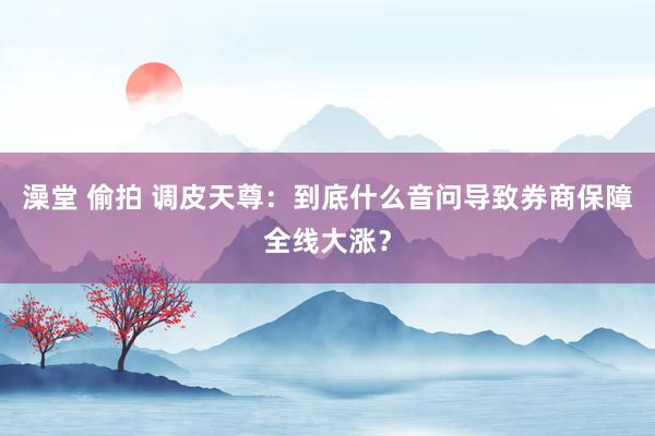 澡堂 偷拍 调皮天尊：到底什么音问导致券商保障全线大涨？