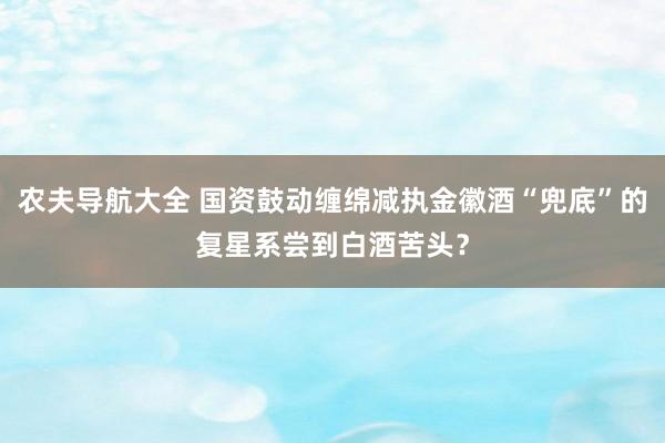 农夫导航大全 国资鼓动缠绵减执金徽酒“兜底”的复星系尝到白酒苦头？