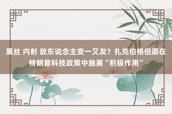 黑丝 内射 敌东说念主变一又友？扎克伯格但愿在特朗普科技政策中施展“积极作用”