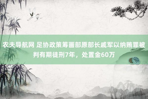 农夫导航网 足协政策筹画部原部长戚军以纳贿罪被判有期徒刑7年，处置金60万