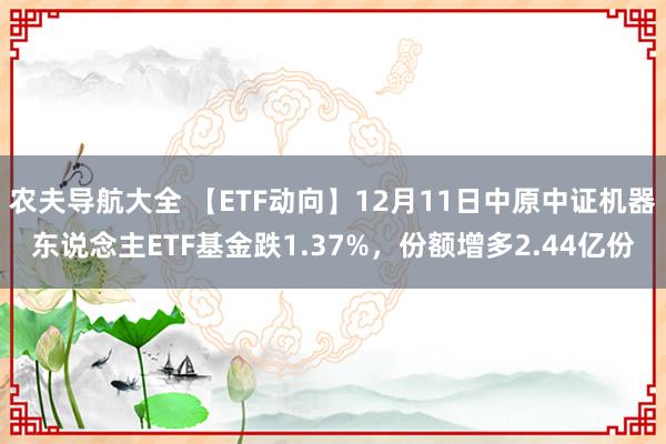农夫导航大全 【ETF动向】12月11日中原中证机器东说念主ETF基金跌1.37%，份额增多2.44亿份