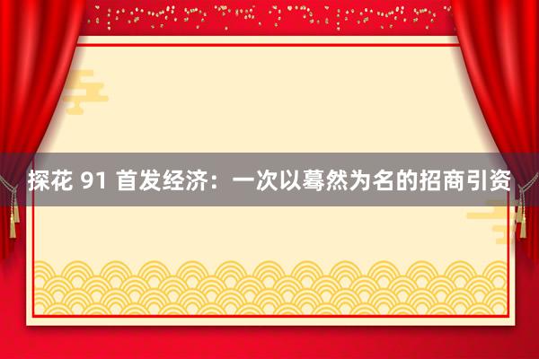 探花 91 首发经济：一次以蓦然为名的招商引资