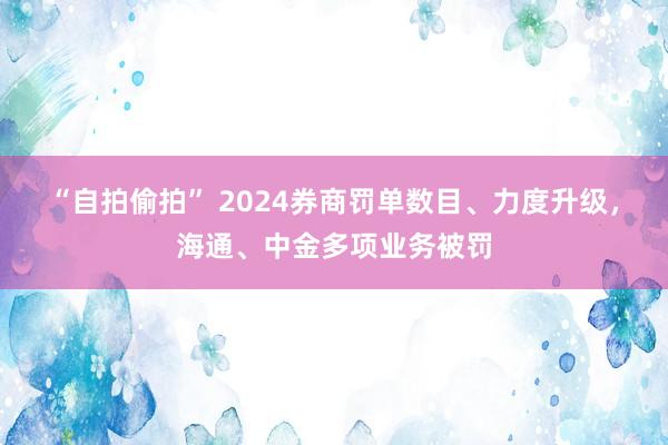 “自拍偷拍” 2024券商罚单数目、力度升级，海通、中金多项业务被罚