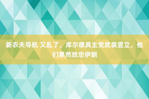 新农夫导航 又乱了，库尔德真主党武装竖立，他们果然效忠伊朗