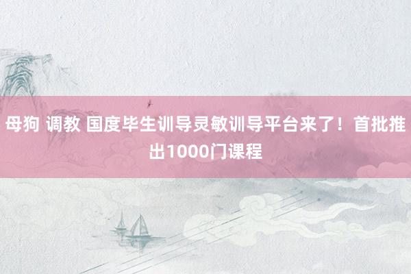 母狗 调教 国度毕生训导灵敏训导平台来了！首批推出1000门课程