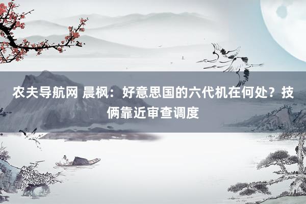 农夫导航网 晨枫：好意思国的六代机在何处？技俩靠近审查调度