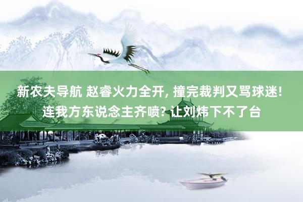 新农夫导航 赵睿火力全开, 撞完裁判又骂球迷! 连我方东说念主齐喷? 让刘炜下不了台