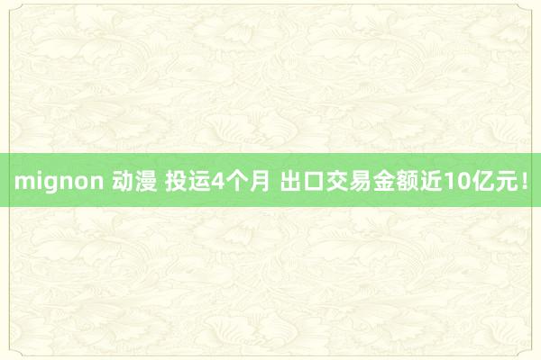 mignon 动漫 投运4个月 出口交易金额近10亿元！