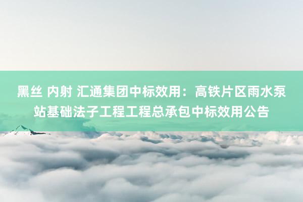 黑丝 内射 汇通集团中标效用：高铁片区雨水泵站基础法子工程工程总承包中标效用公告