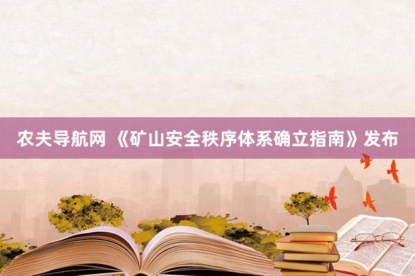 农夫导航网 《矿山安全秩序体系确立指南》发布