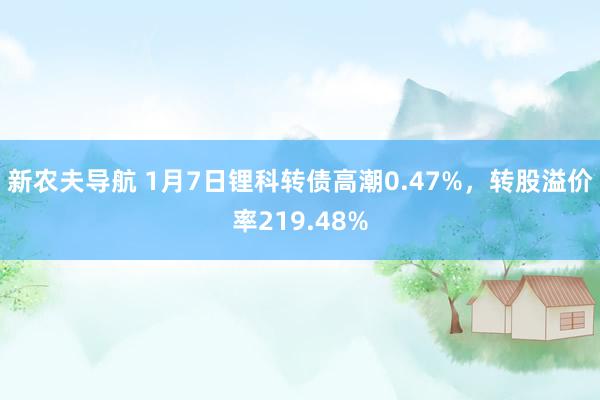 新农夫导航 1月7日锂科转债高潮0.47%，转股溢价率219.48%