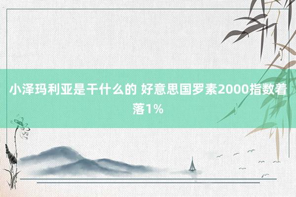 小泽玛利亚是干什么的 好意思国罗素2000指数着落1%