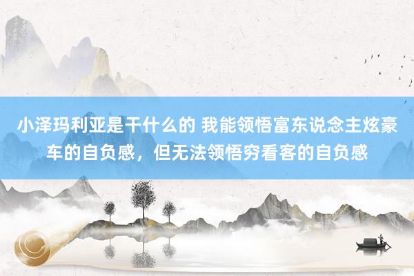 小泽玛利亚是干什么的 我能领悟富东说念主炫豪车的自负感，但无法领悟穷看客的自负感