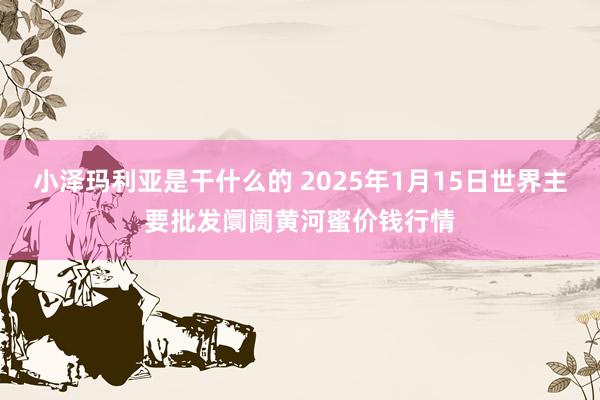 小泽玛利亚是干什么的 2025年1月15日世界主要批发阛阓黄河蜜价钱行情